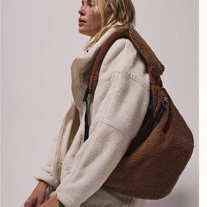 Free People Overachiever Sherpa Sling Bag Purse Teddy Brown